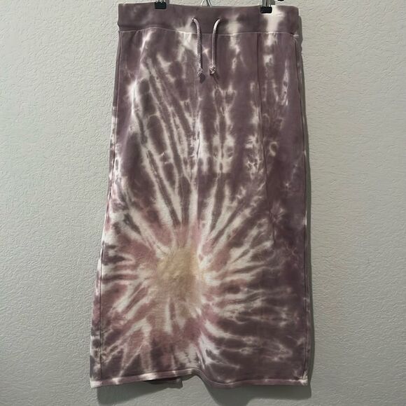 EN SAISON Women's Purple Pink Yellow Tie Dye Midi Skirt, Size L